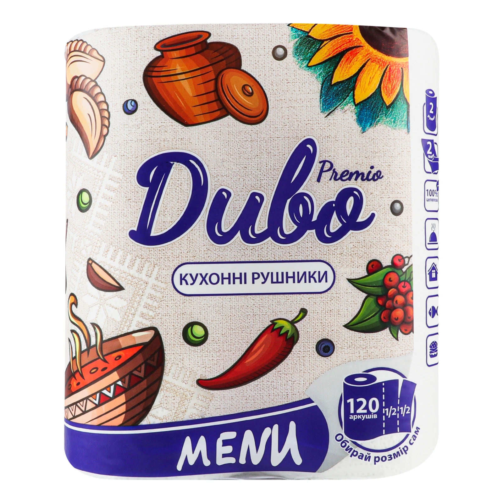 Рушники паперові Диво Premio Menu 2-х шарові 2шт/уп Фото №:1