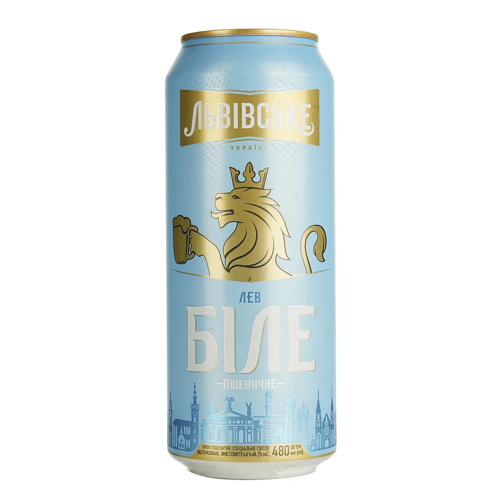 Пиво Львівське Лев Біле Пшеничне спеціальне світле пастеризоване 4.8% 0.48л Фото №:1