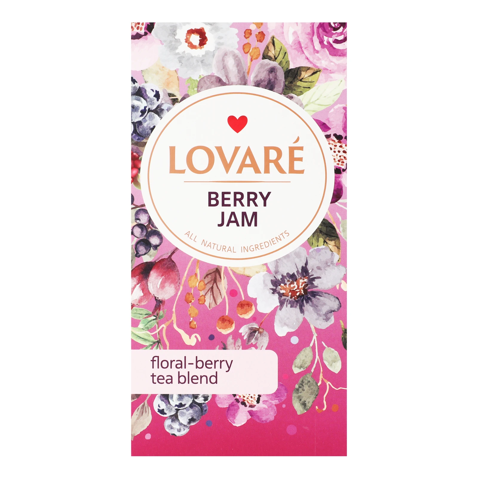 Чай Lovare Ягідний джем бленд квіткового і ягідного з пелюстками квітів та ароматом малини, смородини і вишні 24х1.5г Фото №:1