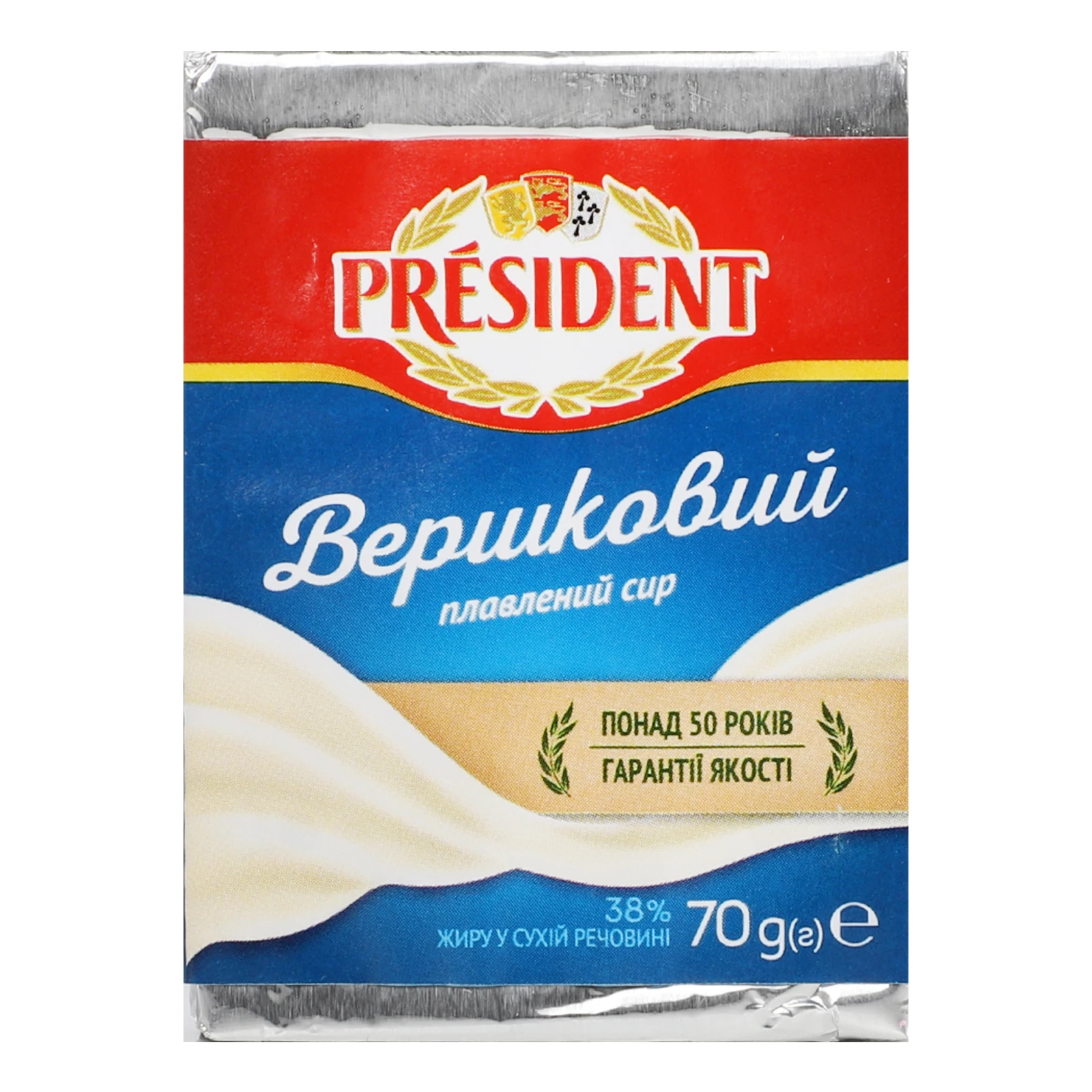Сир плавлений President Вершковий 38% 70г Фото №:1