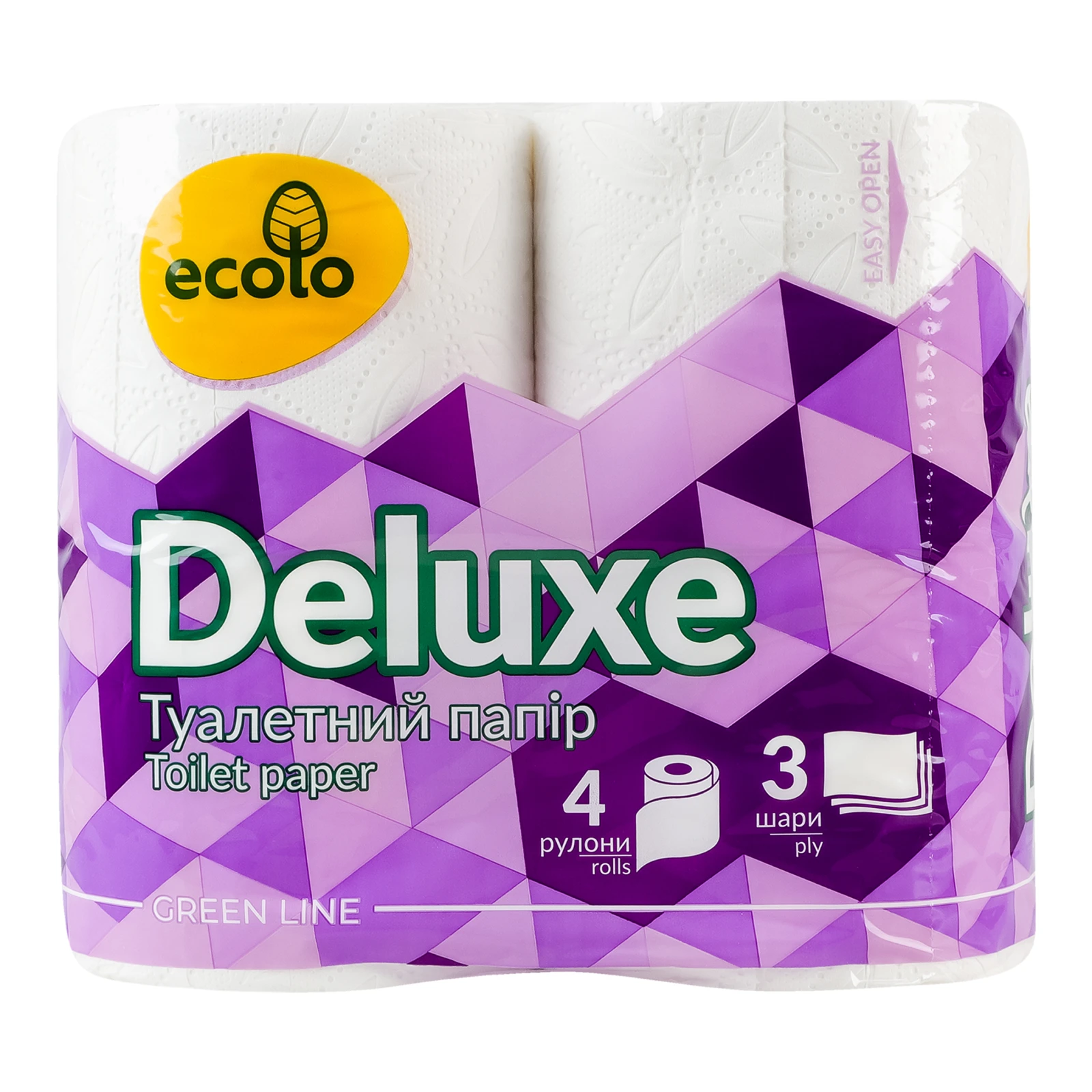 Папір туалетний Ecolo Deluxe 3-шаровий 150 листів 4шт Фото №:1