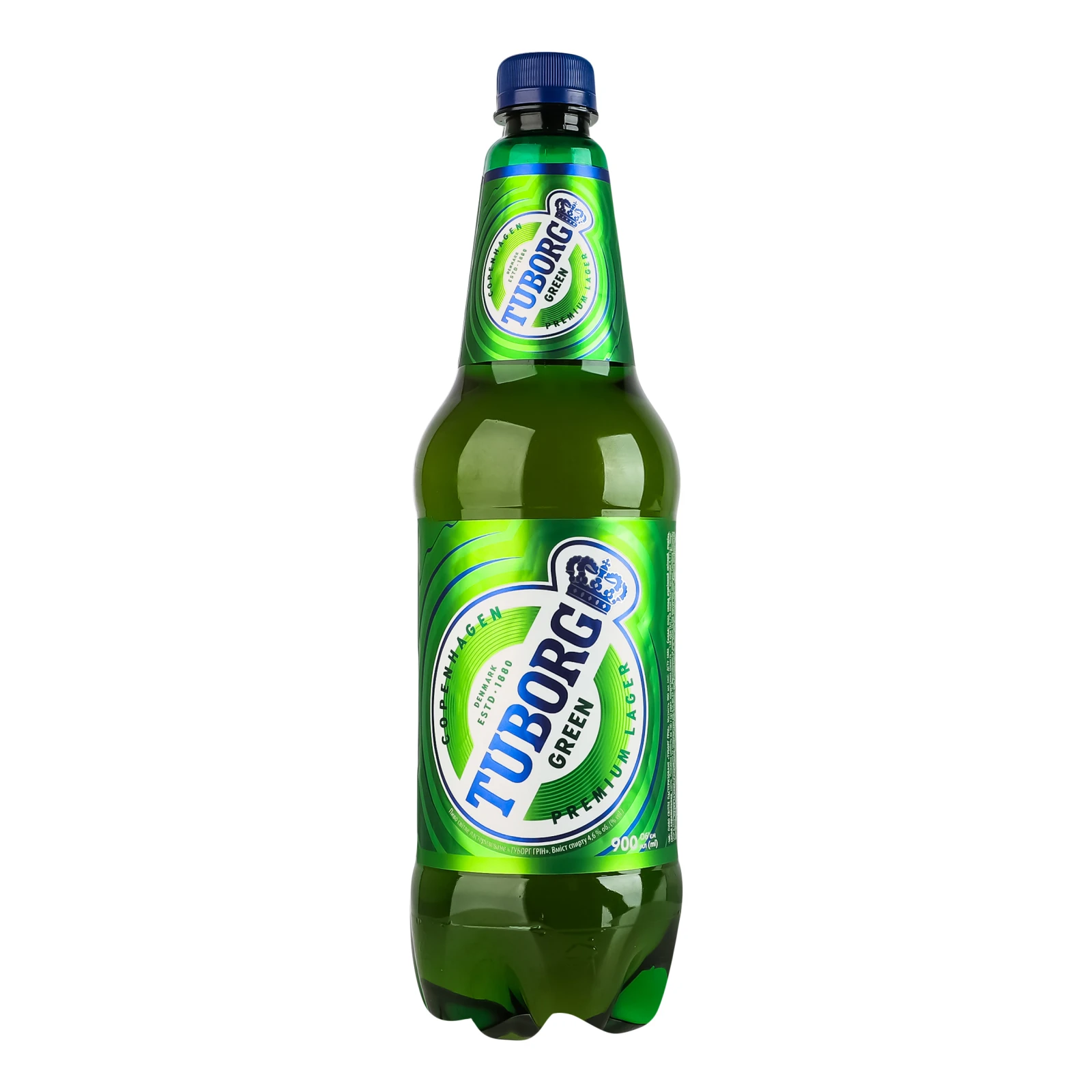 Пиво Tuborg Green світле пастеризоване 4.6% 0.9л Фото №:1