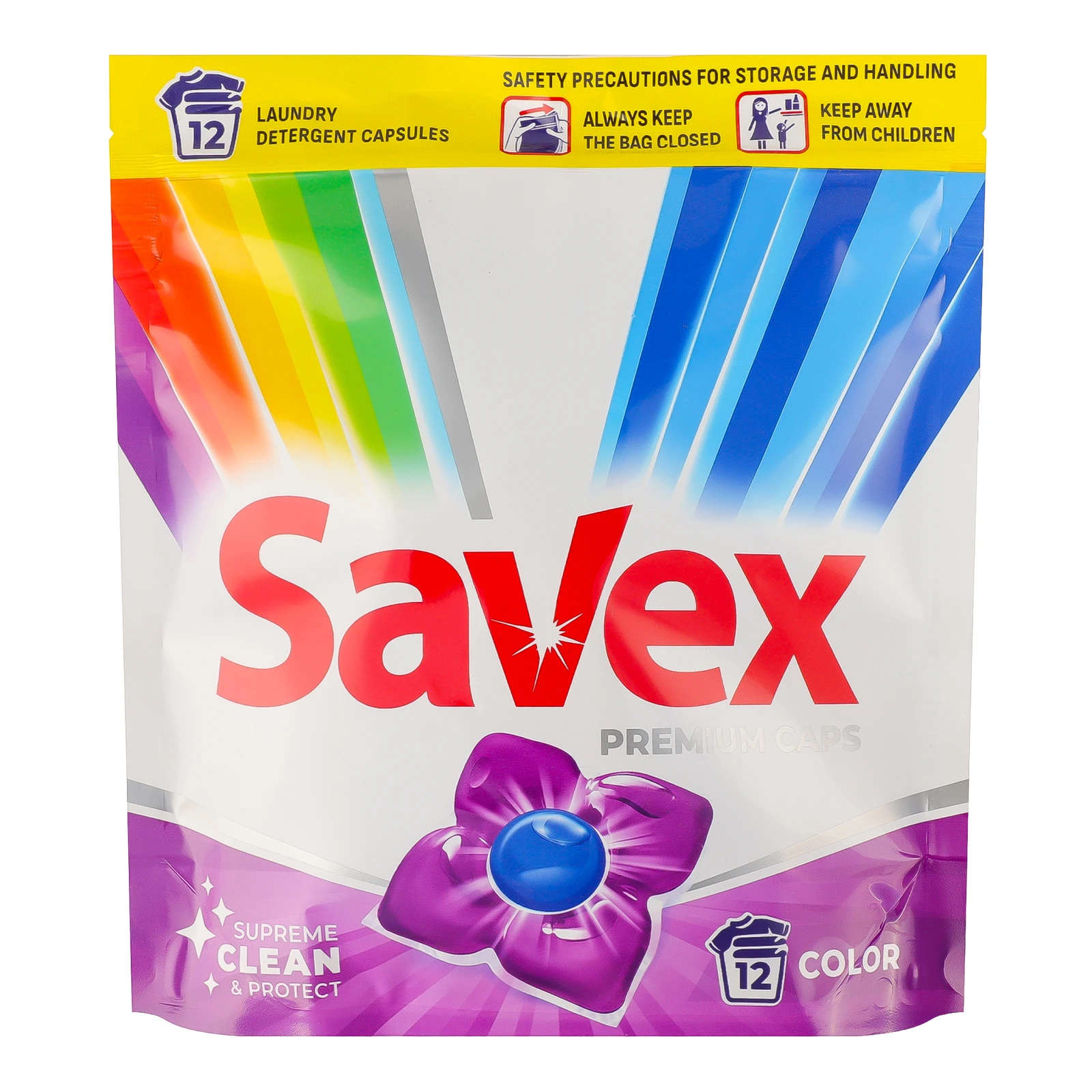 Засіб миючий Savex Premium Caps Color концентрований для прання кольорових тканин в капсулах 12*19г/уп Фото навігації №:1