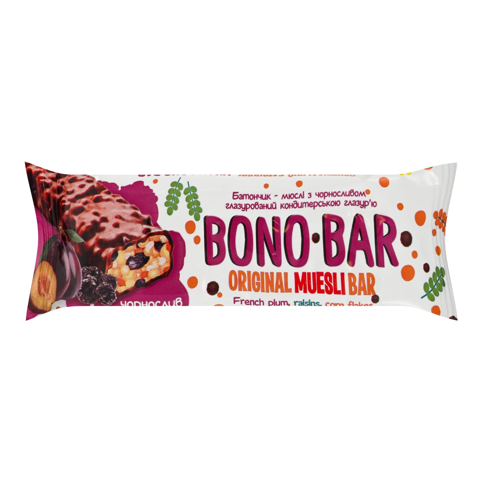 Батончик-мюслі Vale Bono Bar з чорносливом глазурований 40г Фото №:1