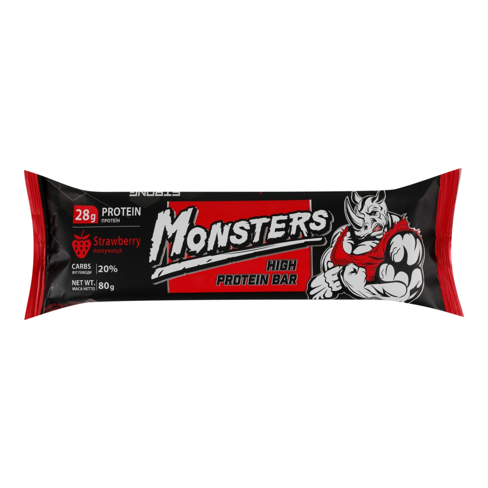 Батончик протеїновий Vale Monsters Excellent Nutrition з полуницею глазурований 80г Фото навігації №:1
