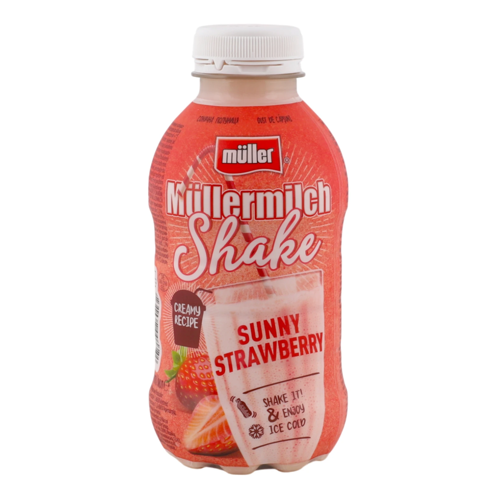 Напій молочний Muller Mullermilch shake Sunny strawberry 3.3% 384мл