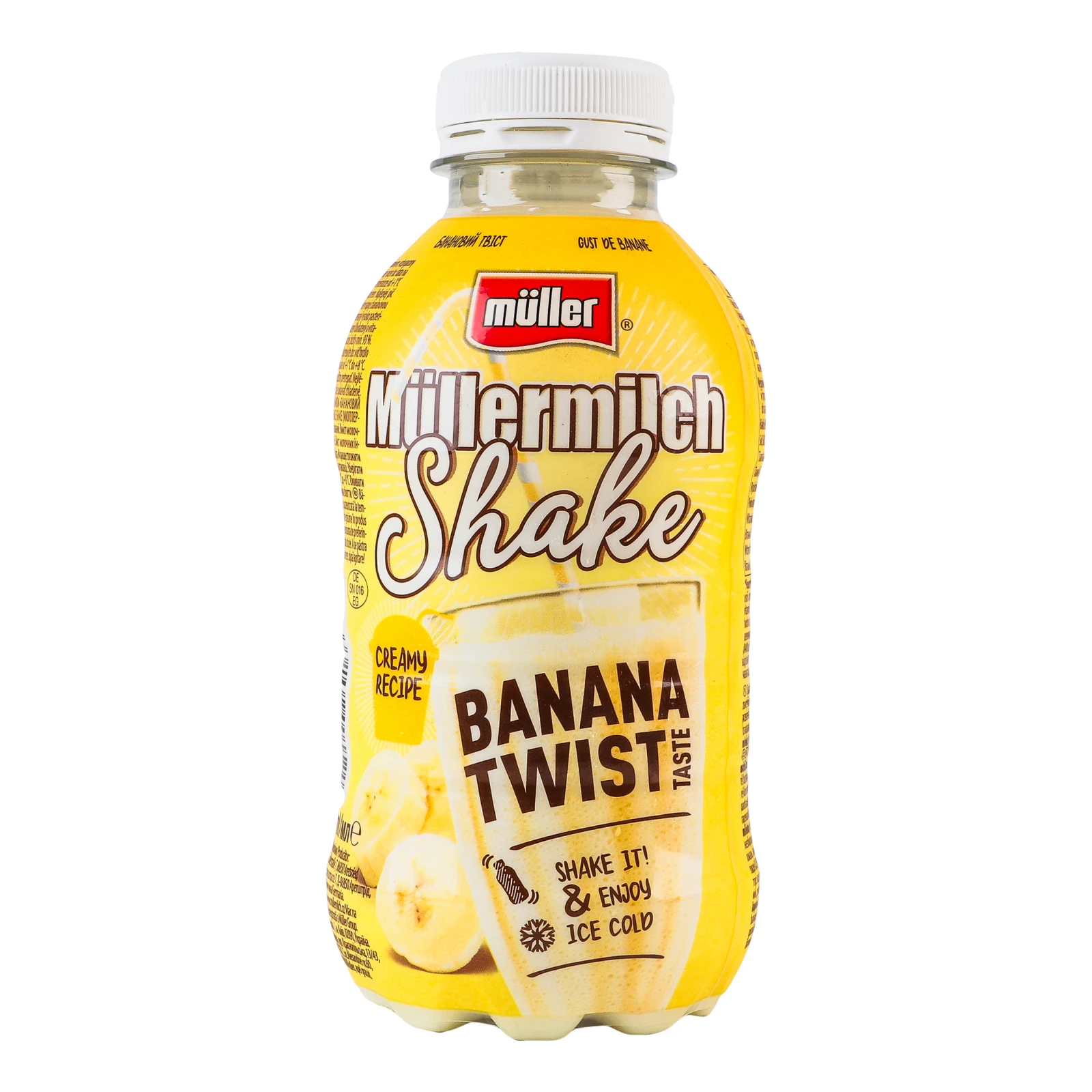 Напій молочний Muller Mullermilch shake Banana twist 3.3% 382мл Фото навігації №:1