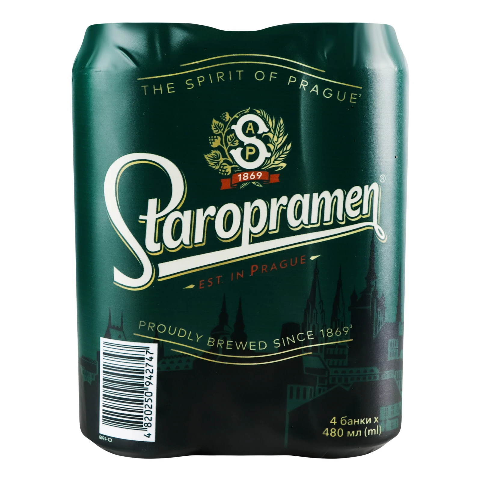 Пиво Staropramen світле пастеризоване 4.2% 4*0.48л Фото навігації №:1