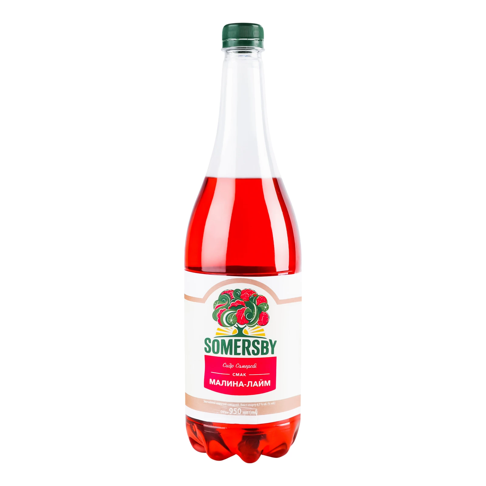 Сидр Somersby звичайний шипучий солодкий смак Малина-Лайм 4.7% 0.95л Фото №:1