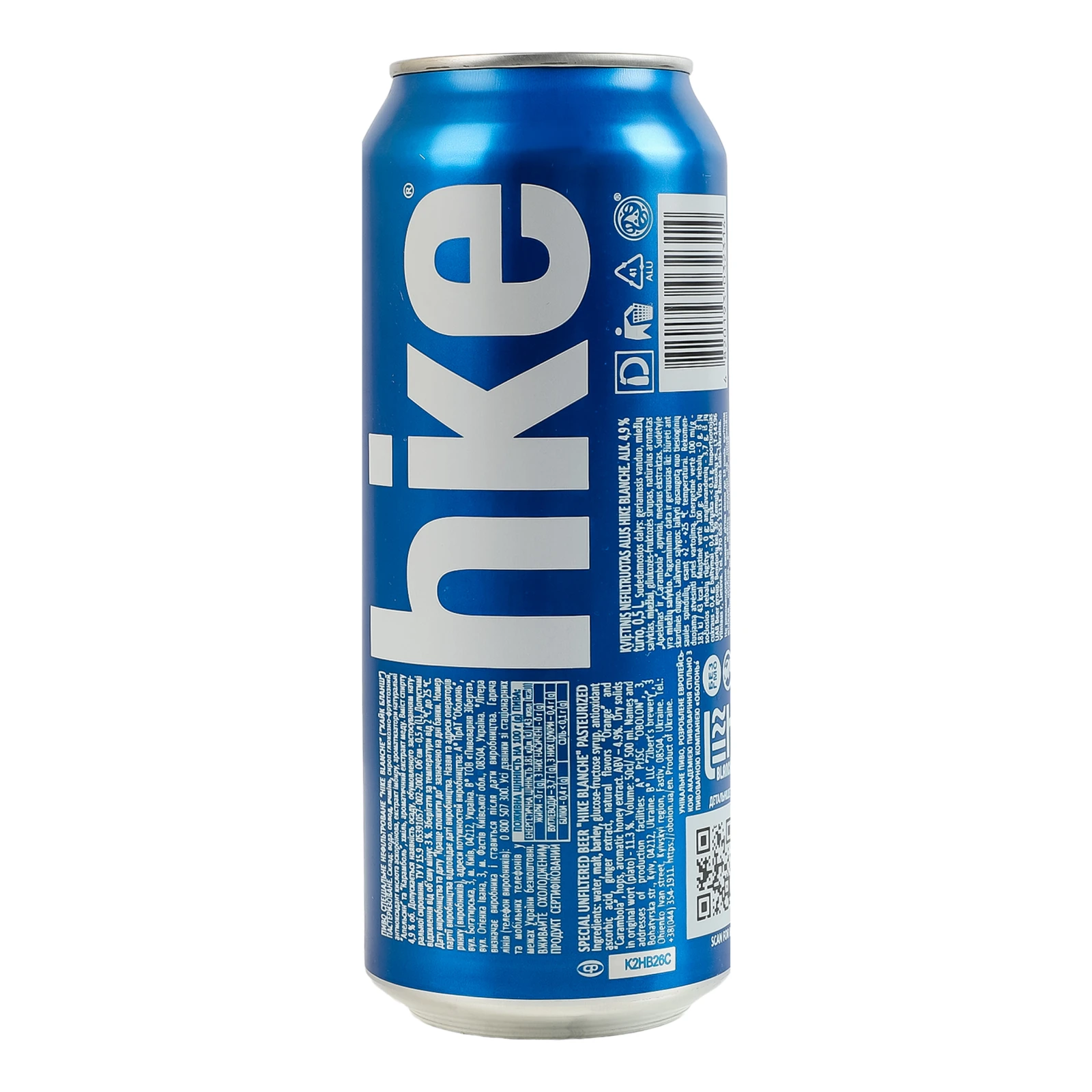 Пиво Hike Blanche спеціальне нефільтроване пастеризоване 4.9% 0.5л фото 2
