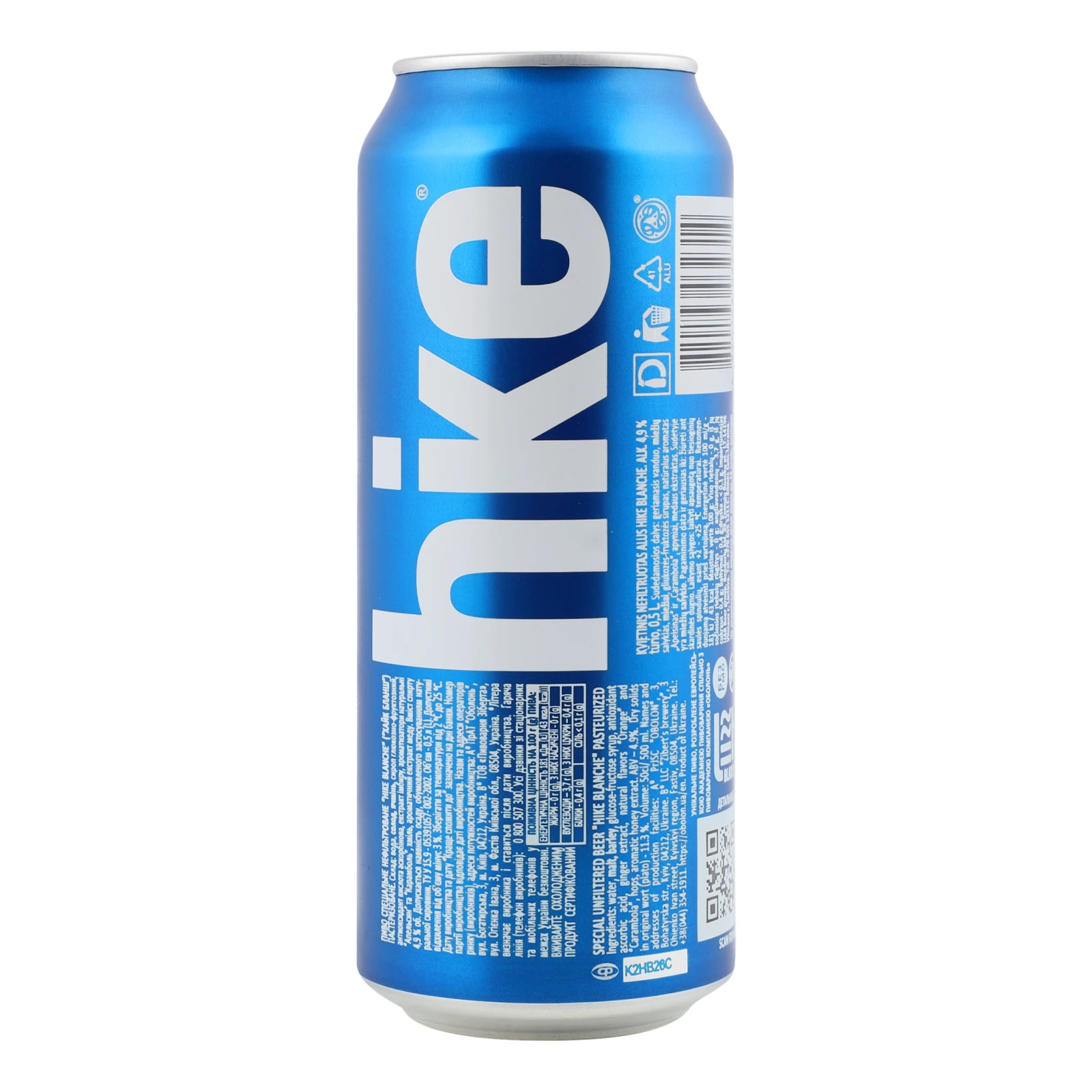 Пиво Hike Blanche спеціальне нефільтроване пастеризоване 4.9% 0.5л Фото №:2