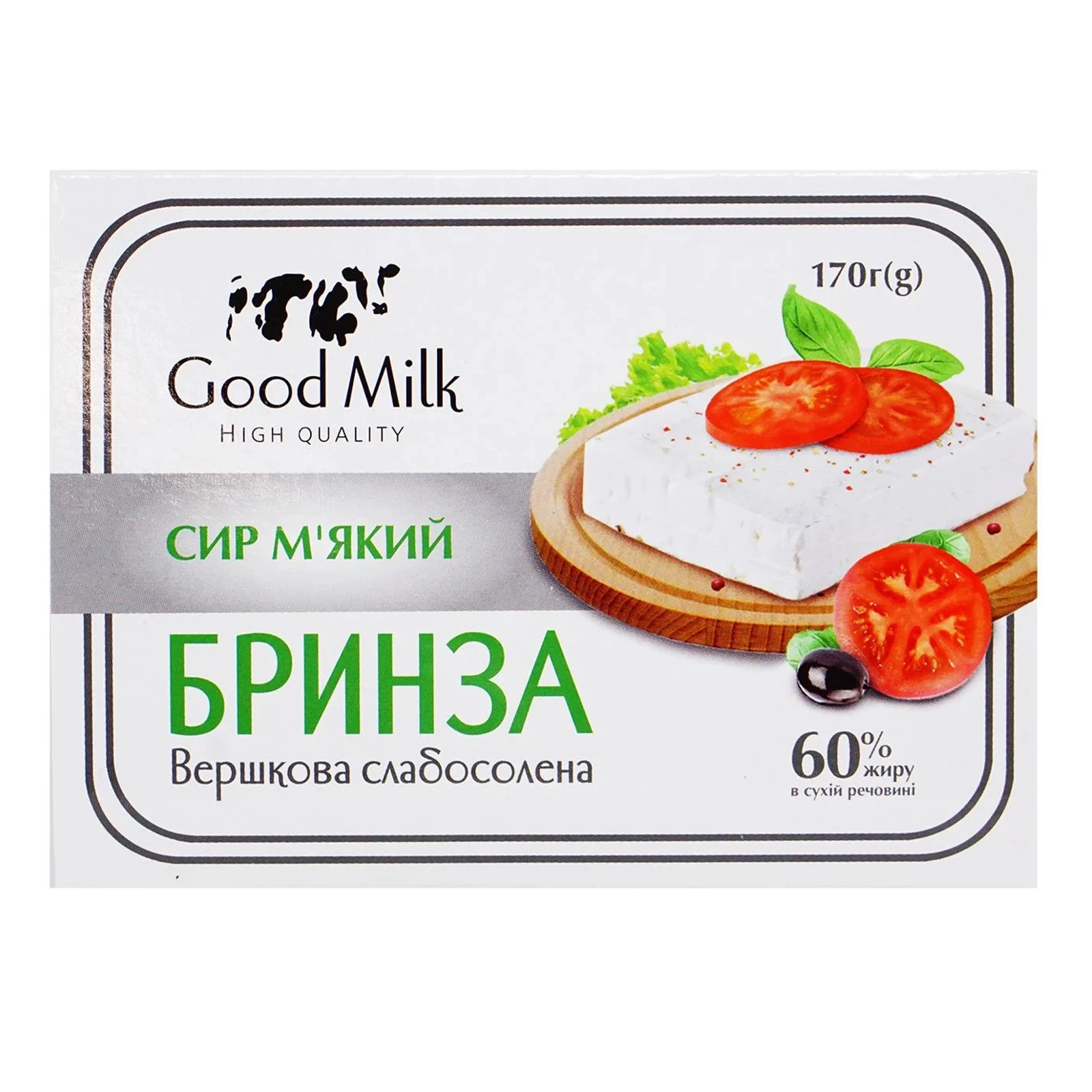 Сир Good Milk Бринза вершкова слабосолона м'який 60% 170г Фото навігації №:1