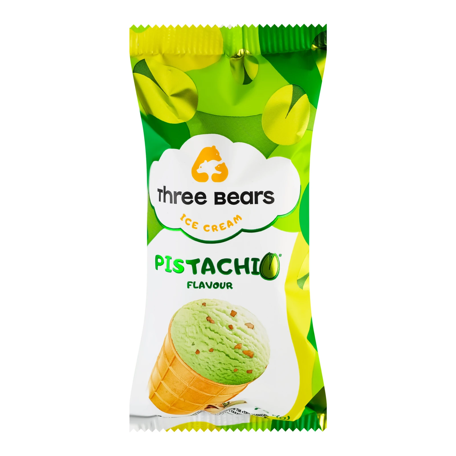 Морозиво Three bears Pistachio у вафельному стаканчику 12% 75г Фото навігації №:1