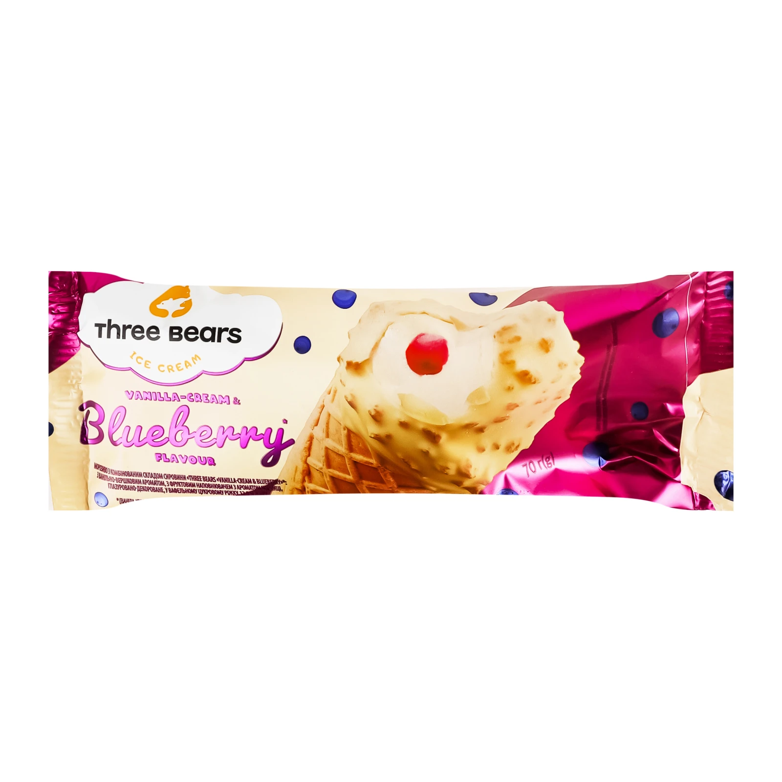 Морозиво Three bears Vanilla-Cream&Blueberry 12% 70г Фото №:1