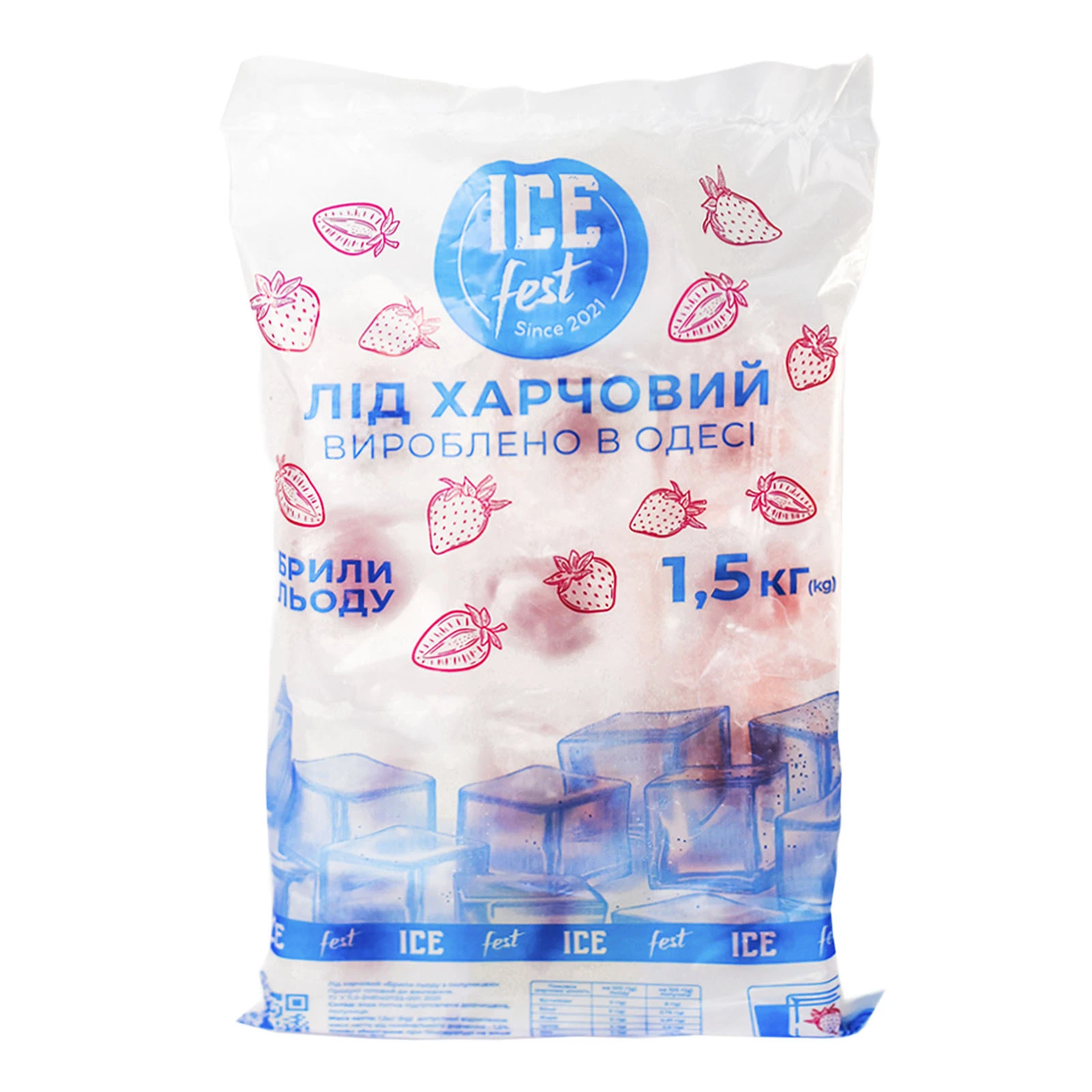 Лід Ice Fest харчовий брили з полуницею 1.5кг Фото №:1