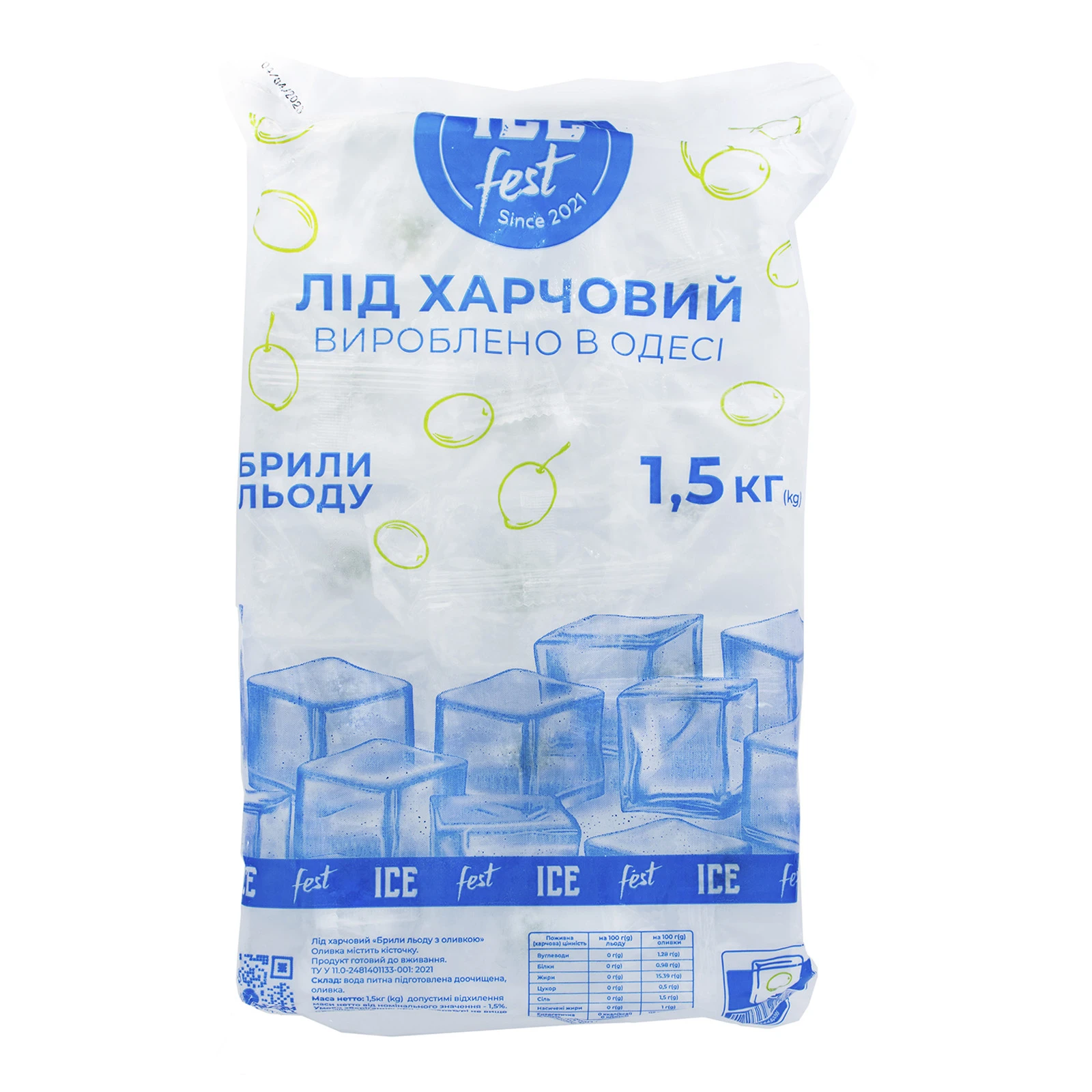 Лід Ice Fest харчовий брили з оливкою 1.5кг Фото №:1