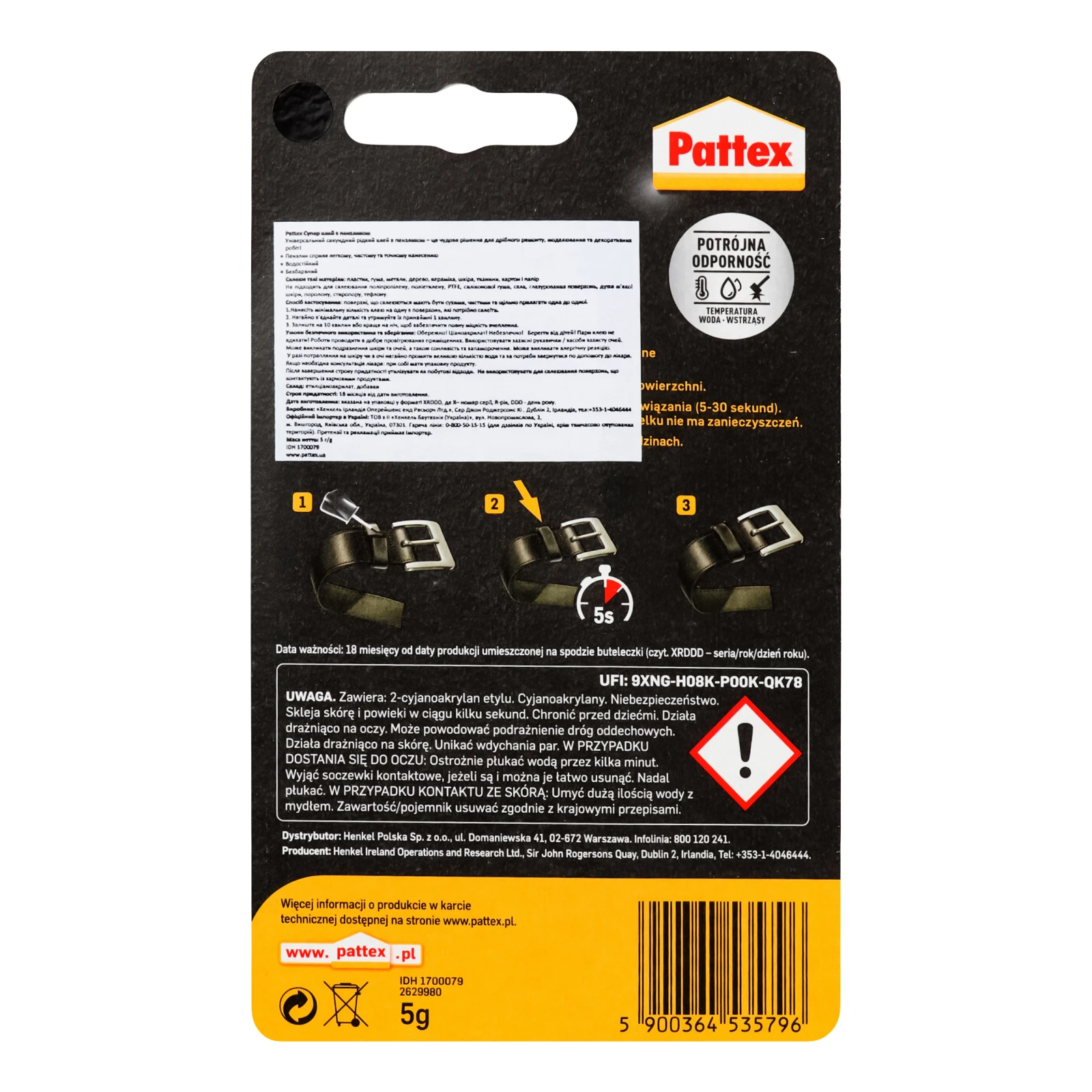 Супер клей Pattex з пензликом 5г Фото №:2