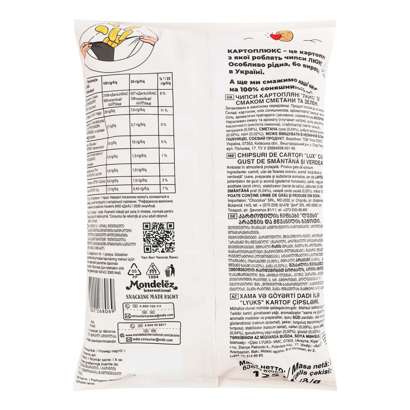 Чипси Люкс картопляні зі смаком Сметани та зелені 125г Фото №:2