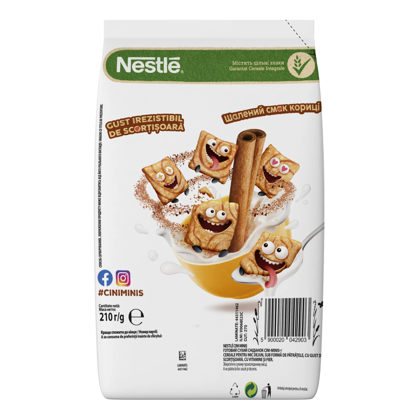 Сніданок сухий Nestle Cini Minis подушечки з корицею 210г Фото №:2