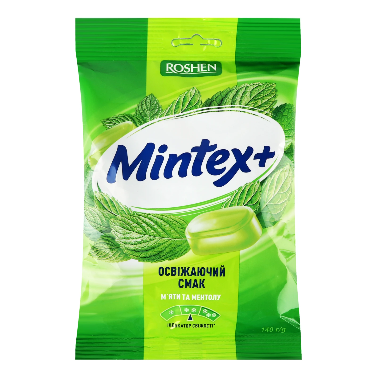 Карамель Mintex+ льодяникова зі смаком м'яти та ментолу 140г Фото №:1
