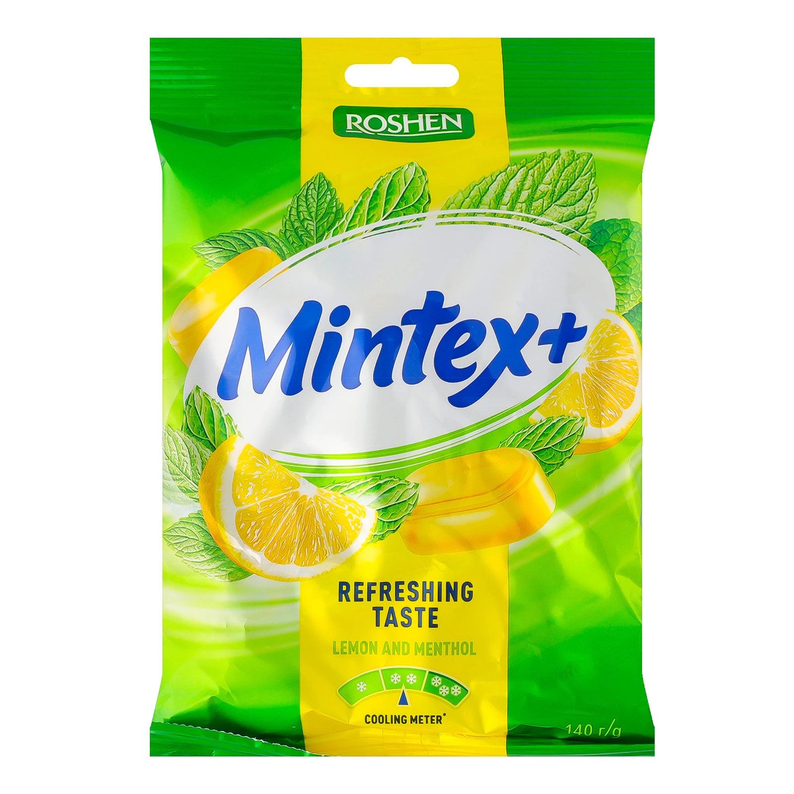Карамель Mintex+ льодяникова зі смаком лимона та ментолу 140г