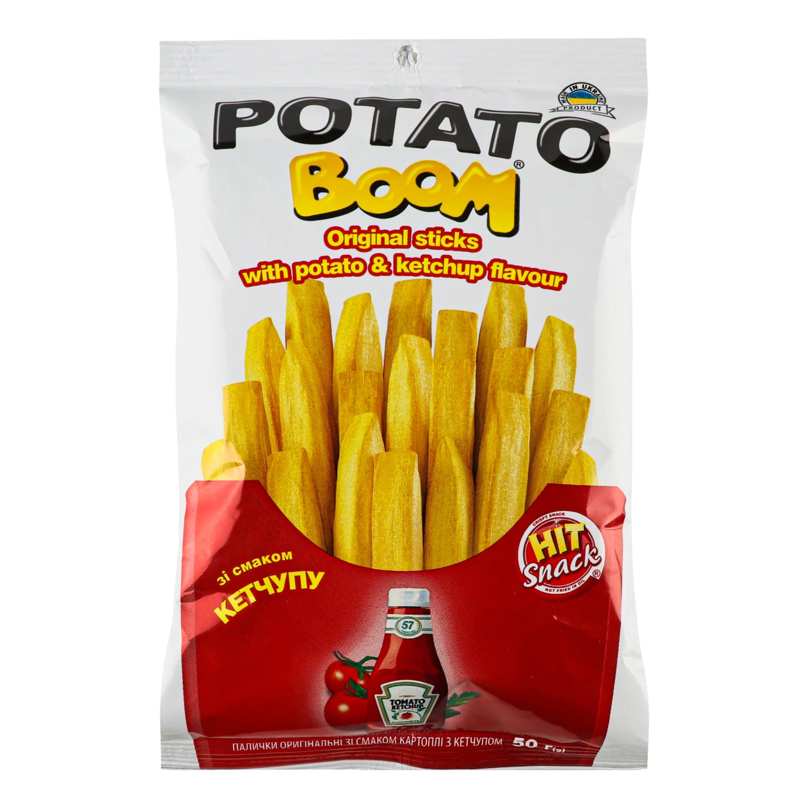 Палички Potato boom Original зі смаком картоплі з кетчупом 50г Фото №:1