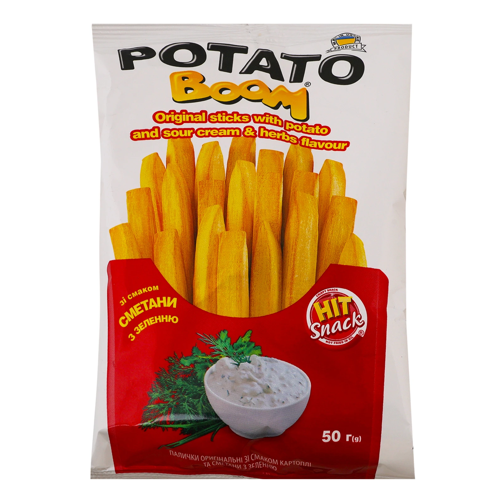 Палички Potato boom зі смаком картоплі та сметани з зеленню оригінальні 50г Фото №:1