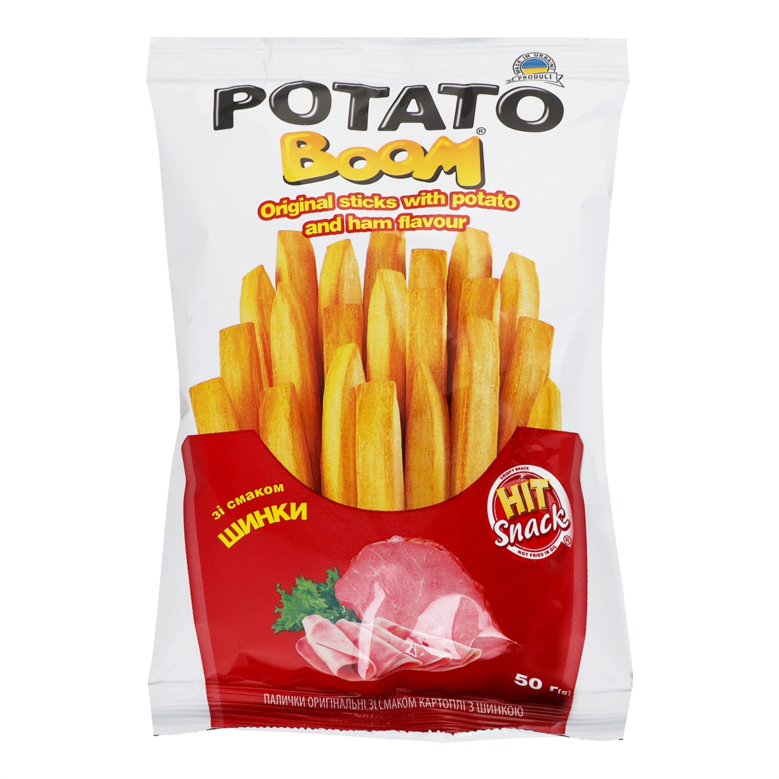 Палички Potato boom оригінальні зі смаком картоплі з шинкою 50г Фото №:1