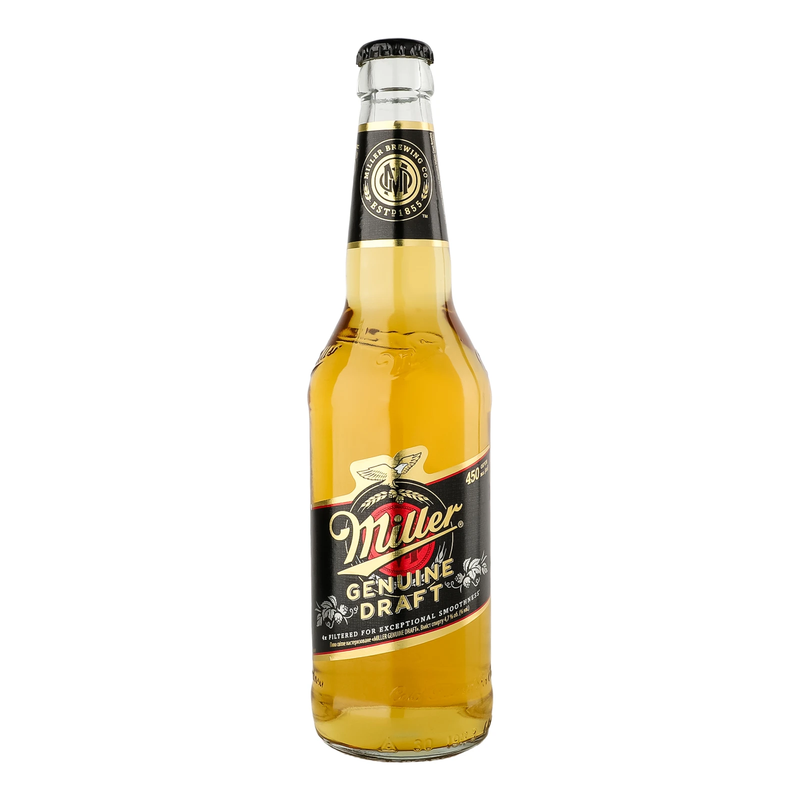 Пиво Miller Genuine Draft світле пастеризоване 4.7% 450мл Фото №:1