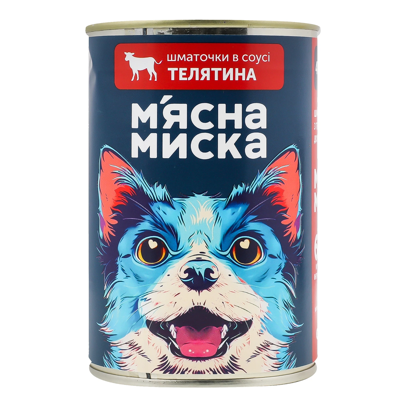 Корм для собак М'ясна Миска консервований повнораціонний для дорослих собак Шматочки в соусі Телятина 415г Фото №:1