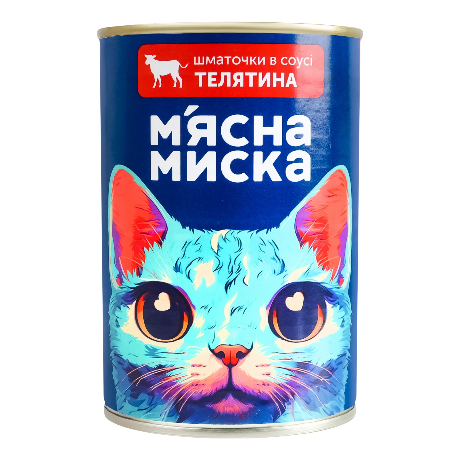 Корм консервований М'ясна Миска Шматочки в соусі Телятина повнораціонний для дорослих котів 415г Фото №:1