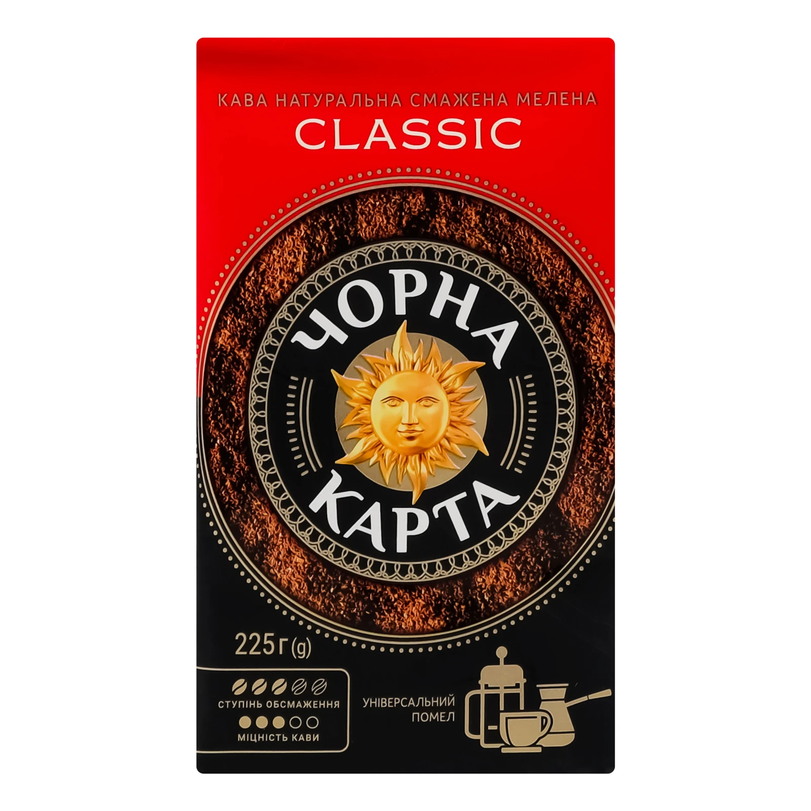 Кава Чорна Карта Classic натуральна смажена мелена 225г Фото №:1