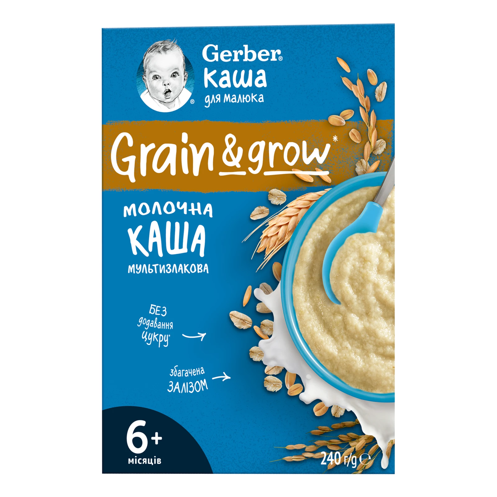 Каша дитяча Gerber Grain&Grow суха молочна мультизлакова для дітей від 6-ти місяців 240г Фото №:1