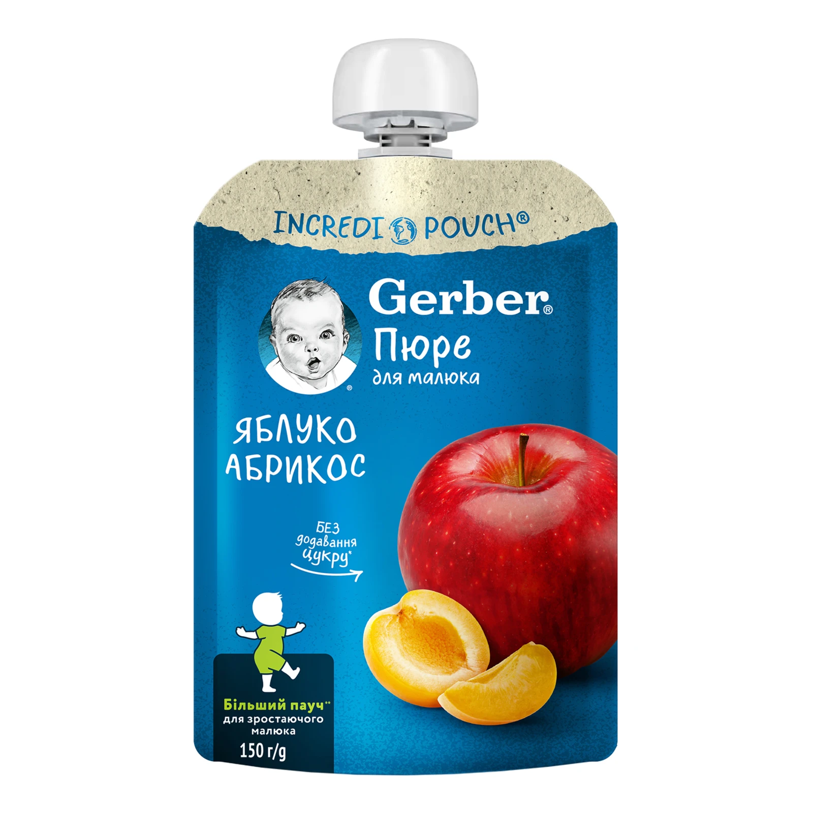 Пюре Gerber фруктове Яблуко-абрикос для дітей від 6-ти місяців 150г Фото навігації №:1