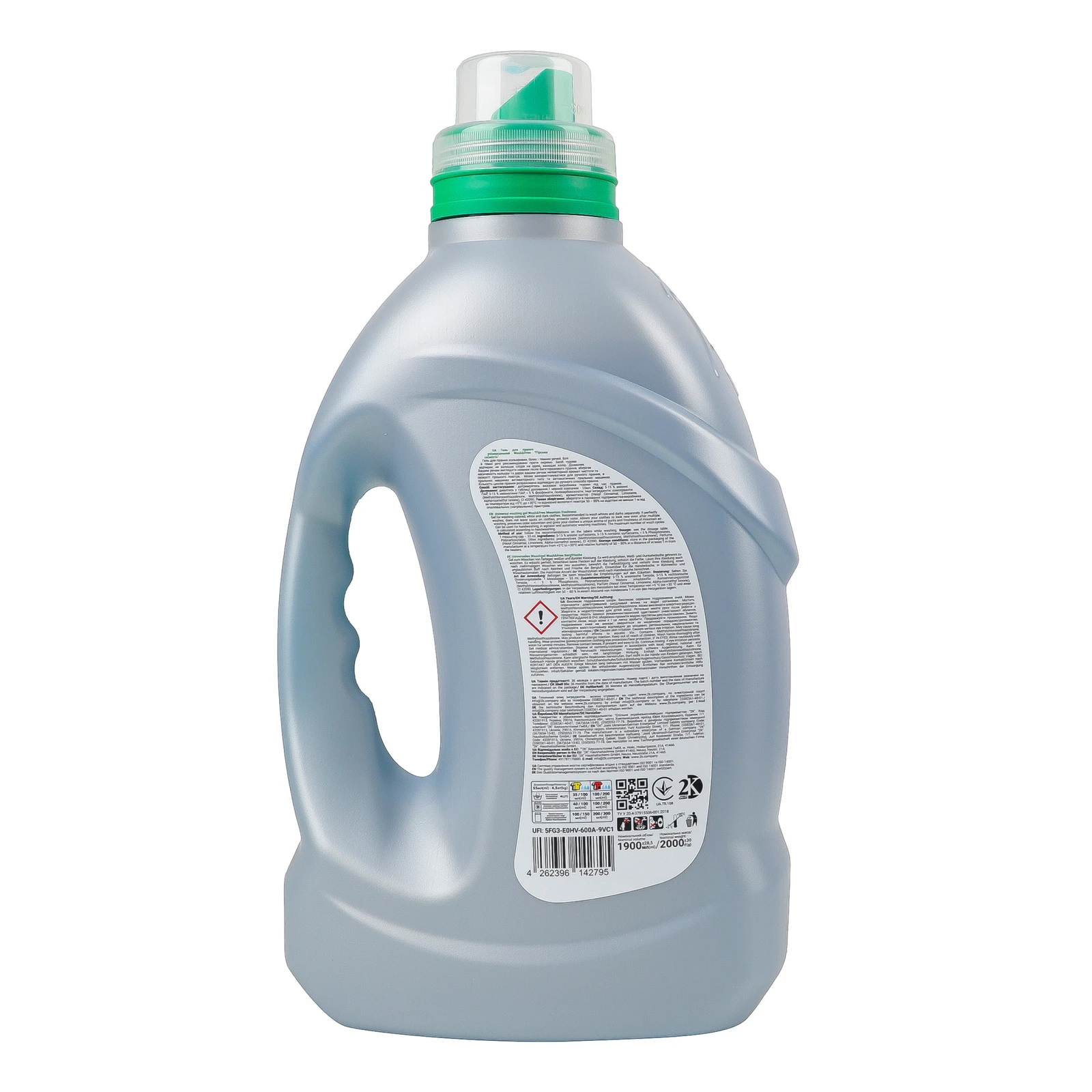 Гель для прання Wash&Free універсальний Гірська свіжість 1.9л 2кг Фото №:2