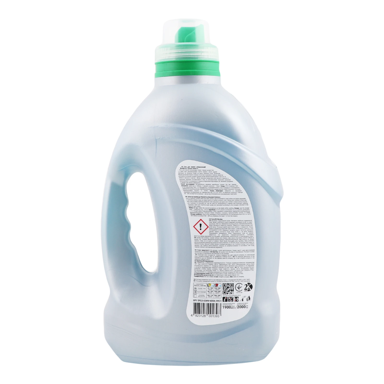 Гель для прання Wash&Free універсальний Гірська свіжість 1.9л 2кг Фото №:2