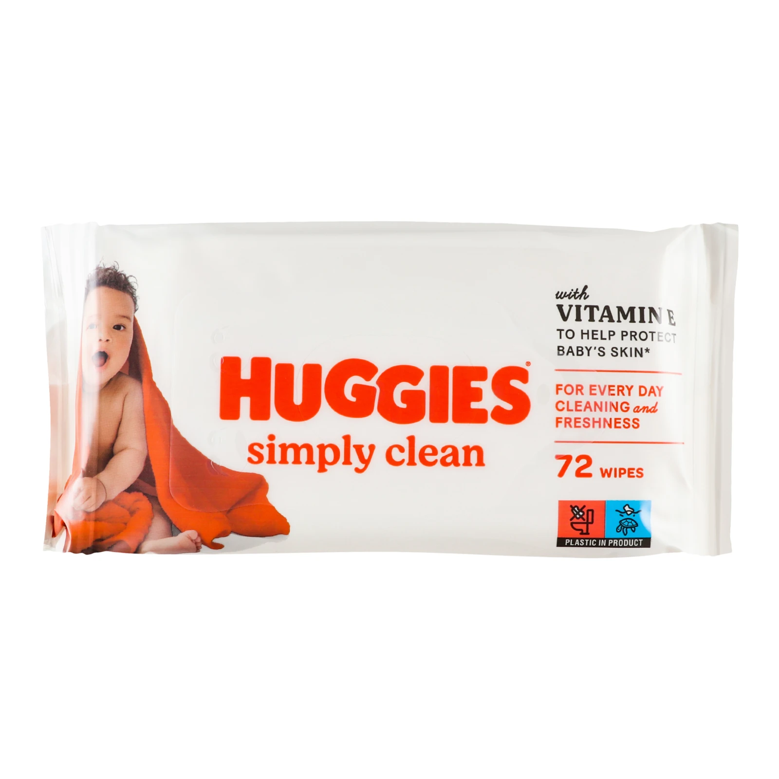 Серветки вологі Huggies Simply clean для дітей багатошарові 72шт/уп Фото №:1