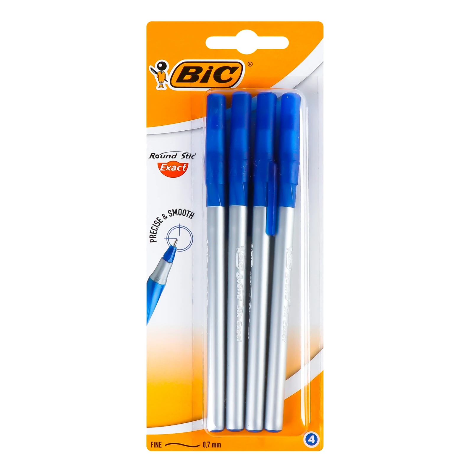 Набір ручок кулькових BiC 4шт Round Stic Exact сині Фото №:1