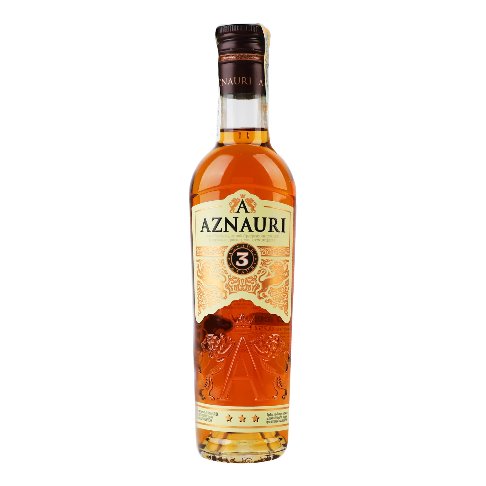 Коньяк Aznauri Три зірки ординарний 40% 0.25л Фото №:1