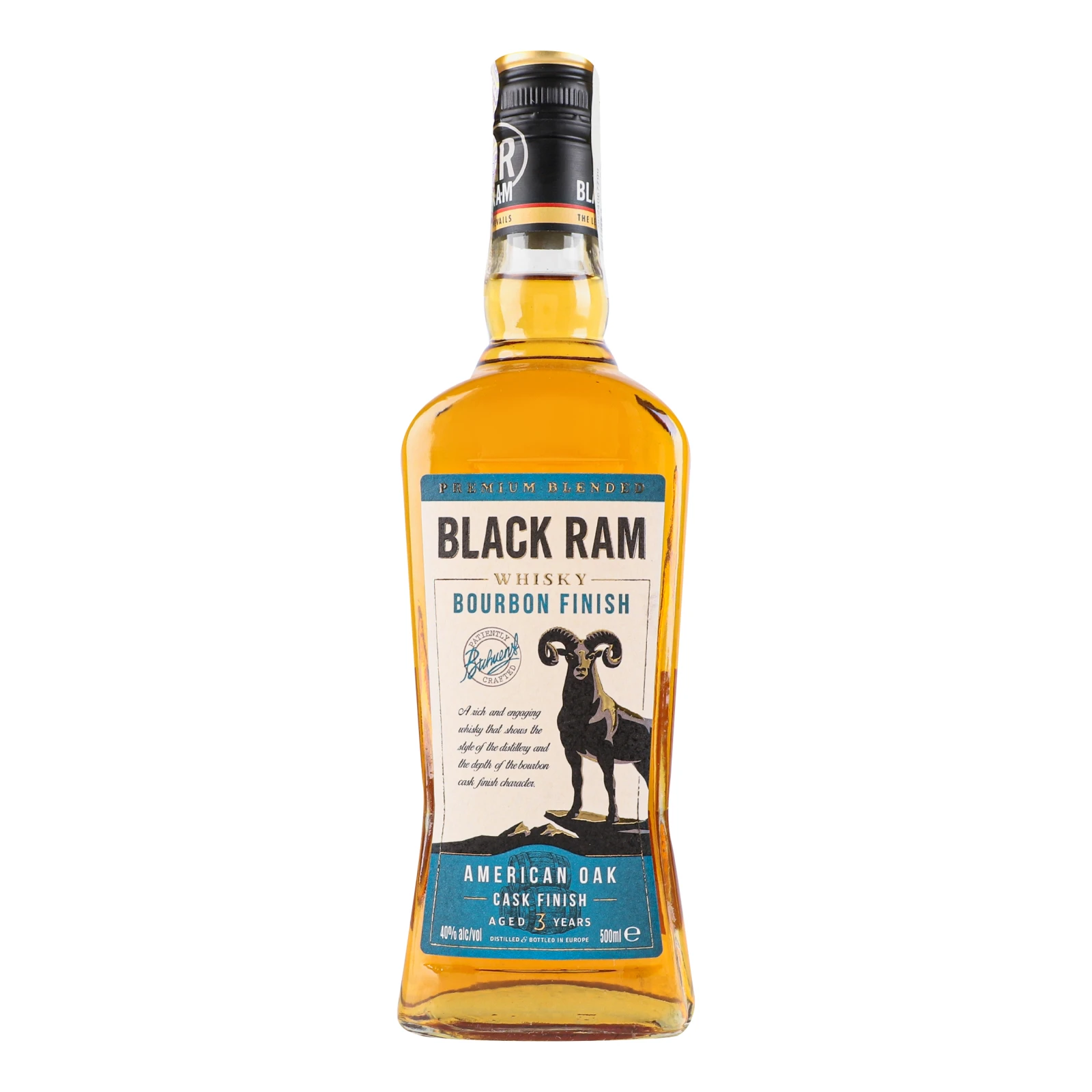 Віскі Black Ram Bourbon Finish Aged 3 Years 40% 0.5л Фото №:1