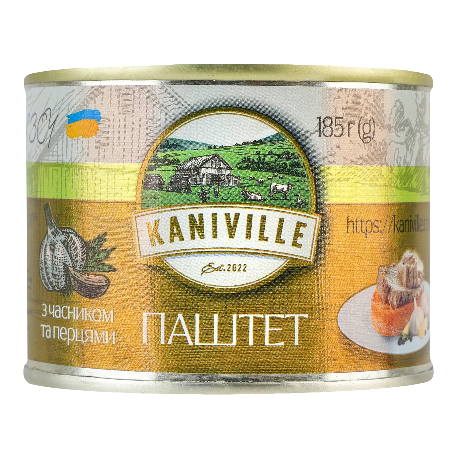 Паштет Kaniville м'ясний з часником та перцями 185г Фото навігації №:1