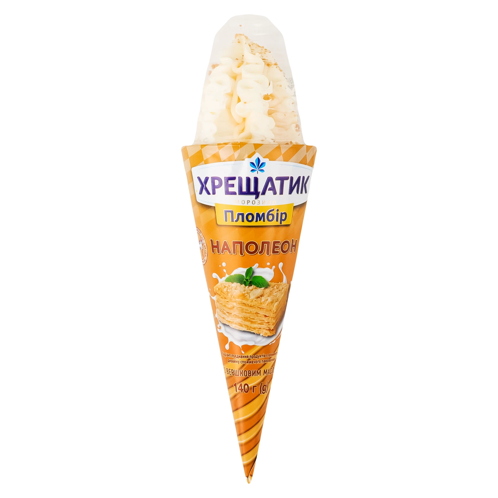 Морозиво Хрещатик Наполеон пломбір у вафельному ріжку 15% 140г Фото №:1
