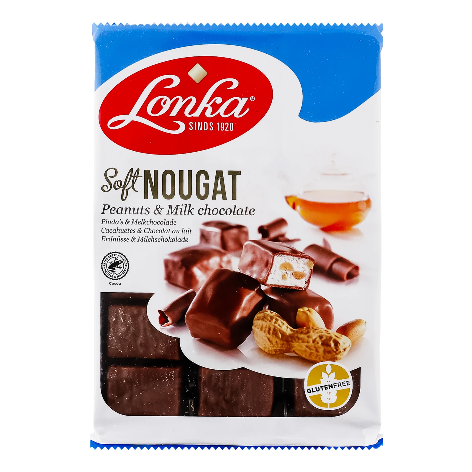 Цукерки Lonka Soft Nougat Нуга в молочному шоколаді з арахісом 220г