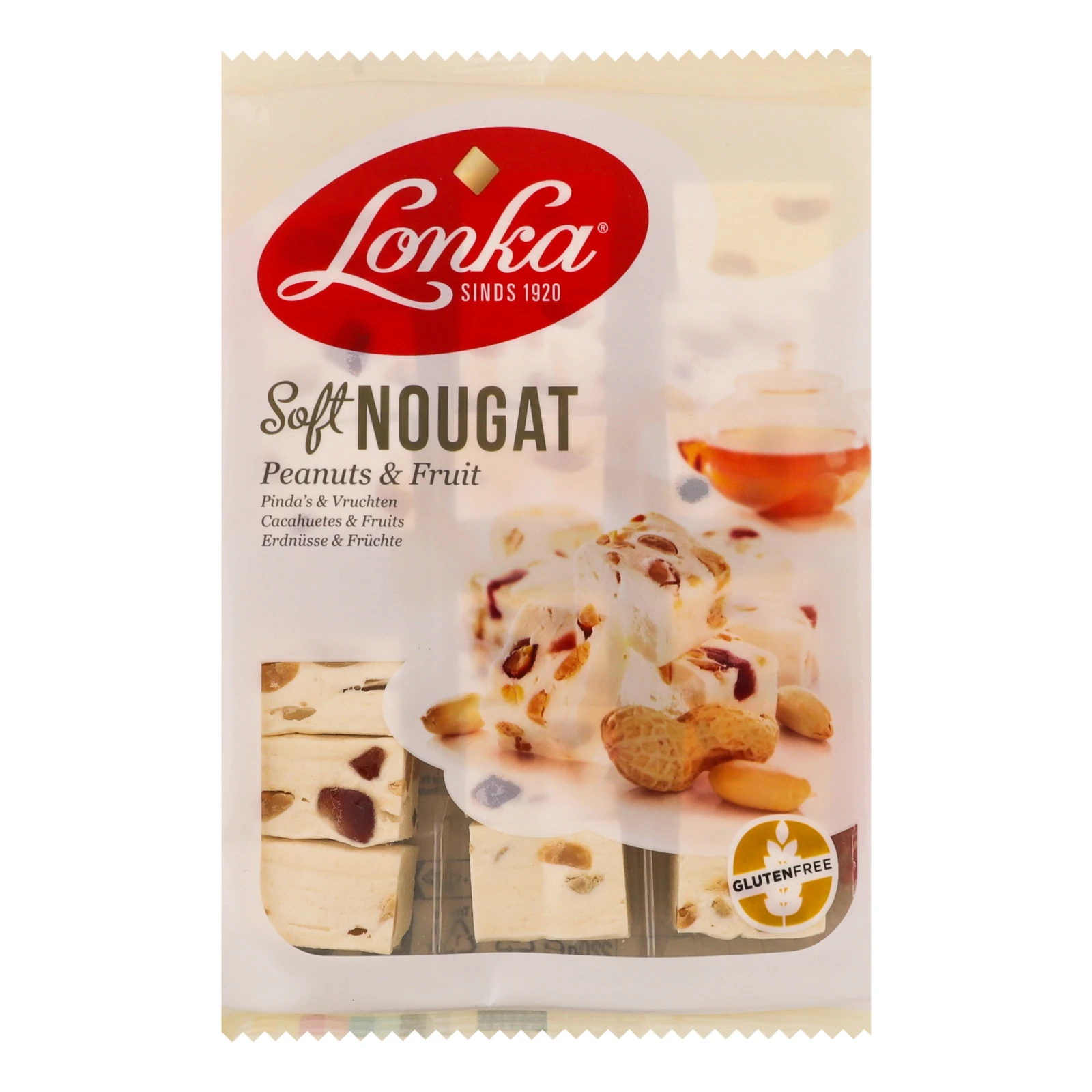 Цукерки Lonka Soft Nougat Нуга з арахісом і шматочками фруктів 220г Фото №:1