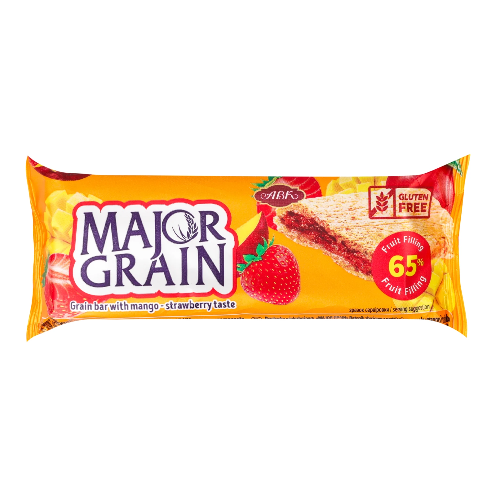 Батончик АВК Major Grain Манго-полуниця цільнозерновий 40г Фото №:1