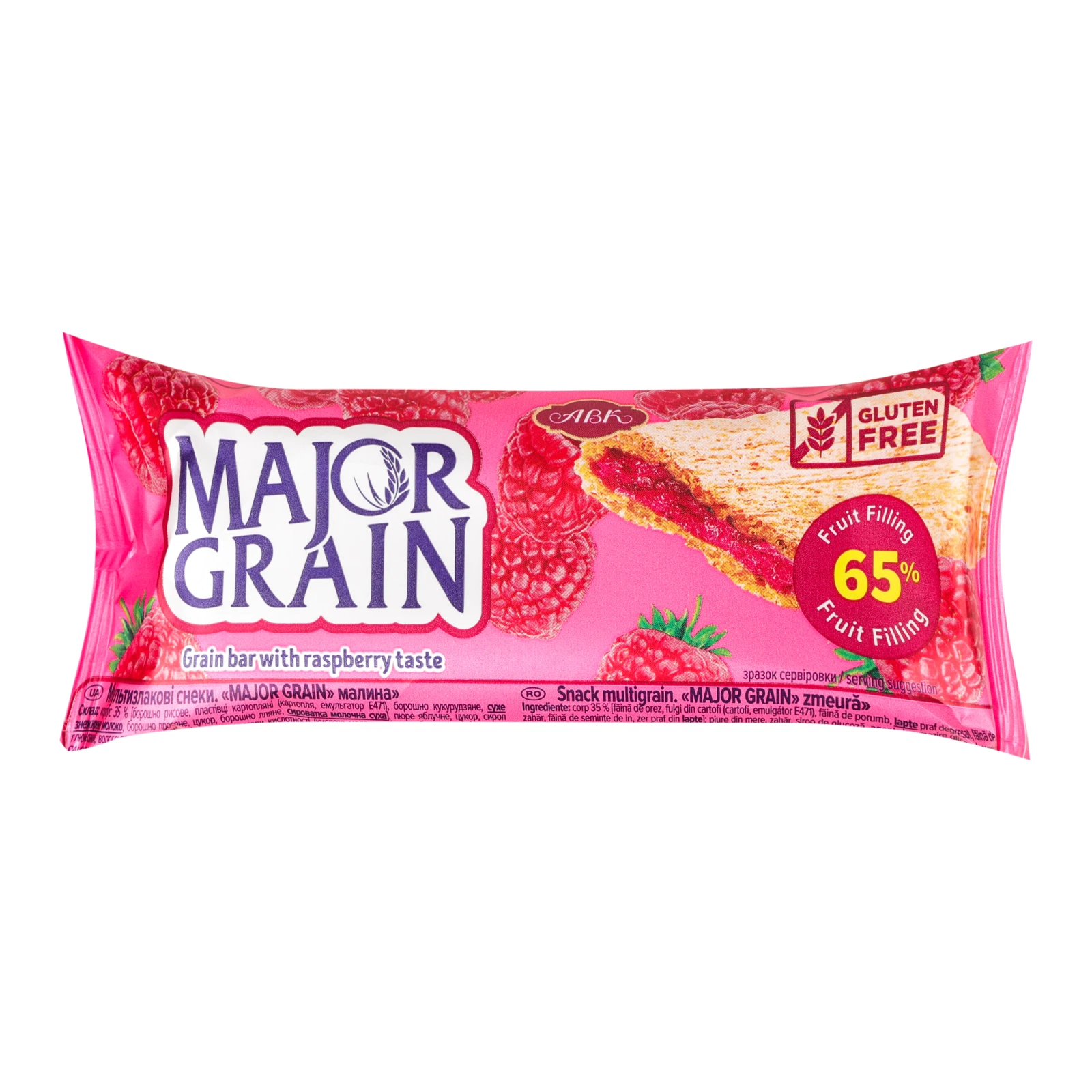 Батончик АВК Major Grain Малина цільнозерновий 40г Фото навігації №:1