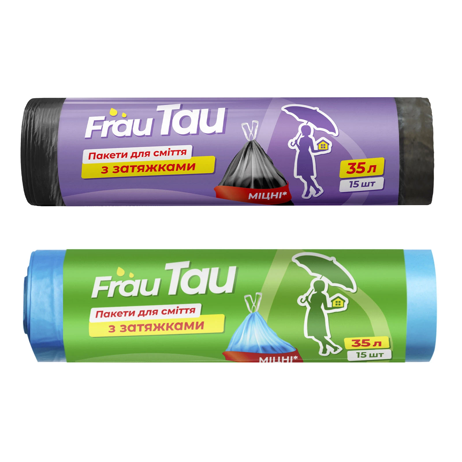 Пакети для сміття Frau Tau міцні з затяжками 35л 15шт Фото №:1