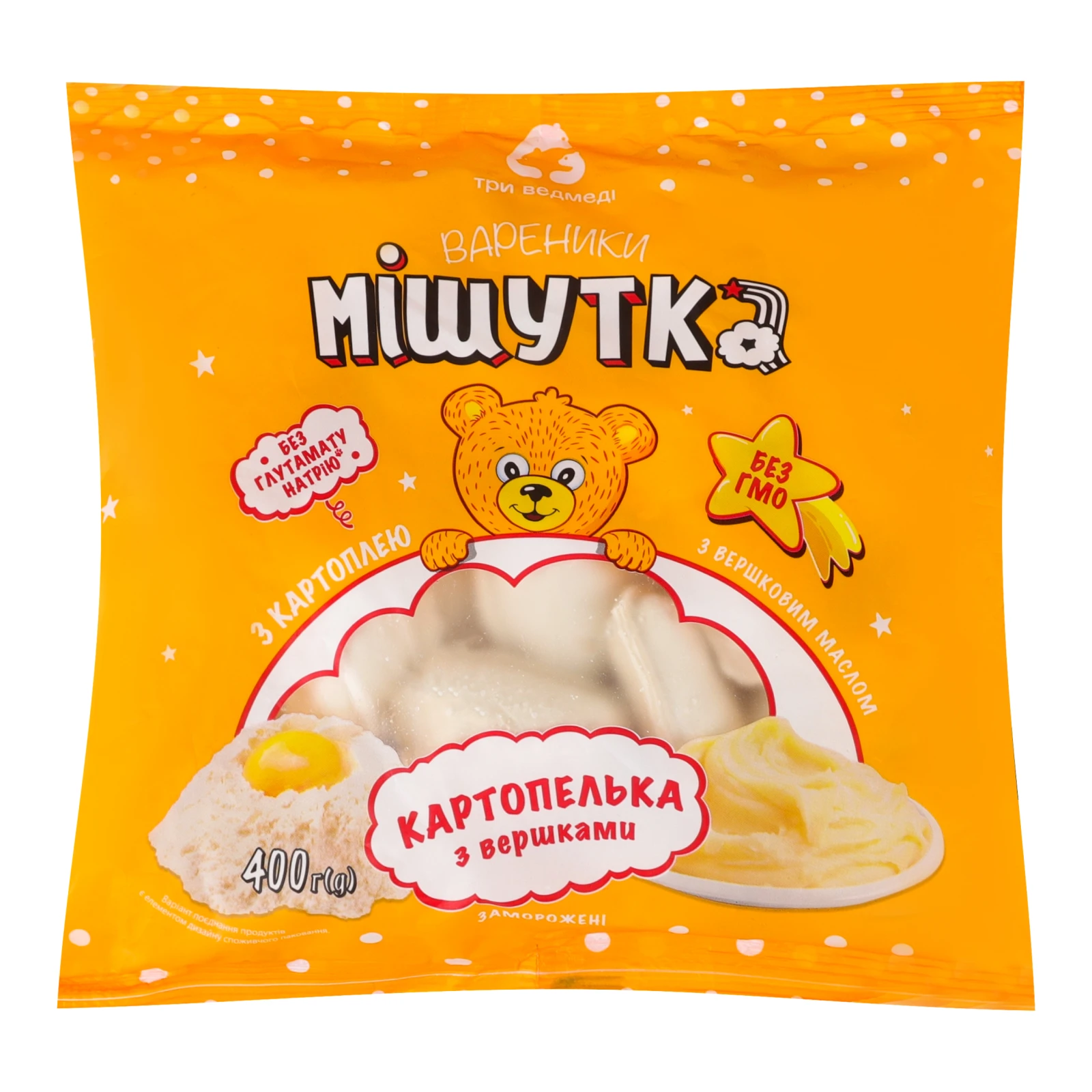 Вареники Три ведмеді Мішутка картопелька з вершками 400г Фото №:1