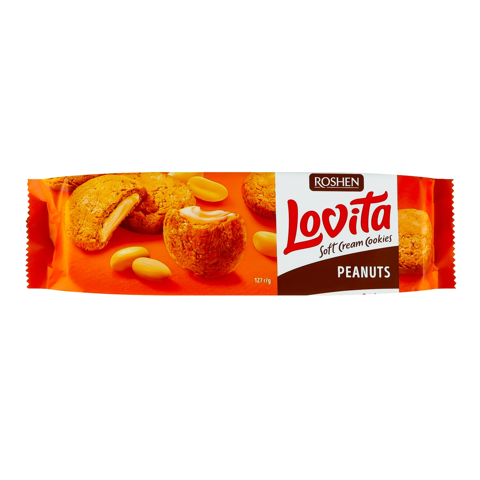 Печиво Roshen Lovita Peanuts здобне з арахісовою начинкою 127г Фото №:1