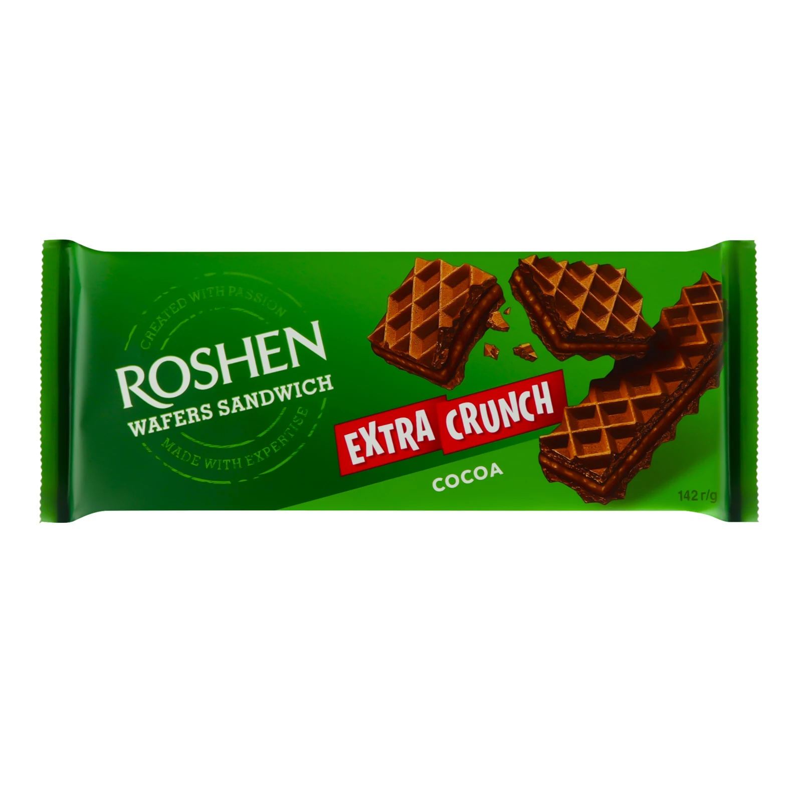 Вафлі Roshen Wafers Sandwich Extra Crunch Cocoa 142г Фото навігації №:1